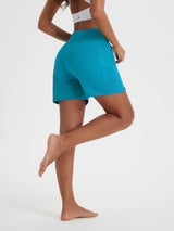 5" Zip Needle Woven Patchwork Elastic Waist Short Beach Shorts