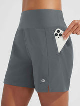 5" Zip Needle Woven Patchwork Elastic Waist Short Beach Shorts