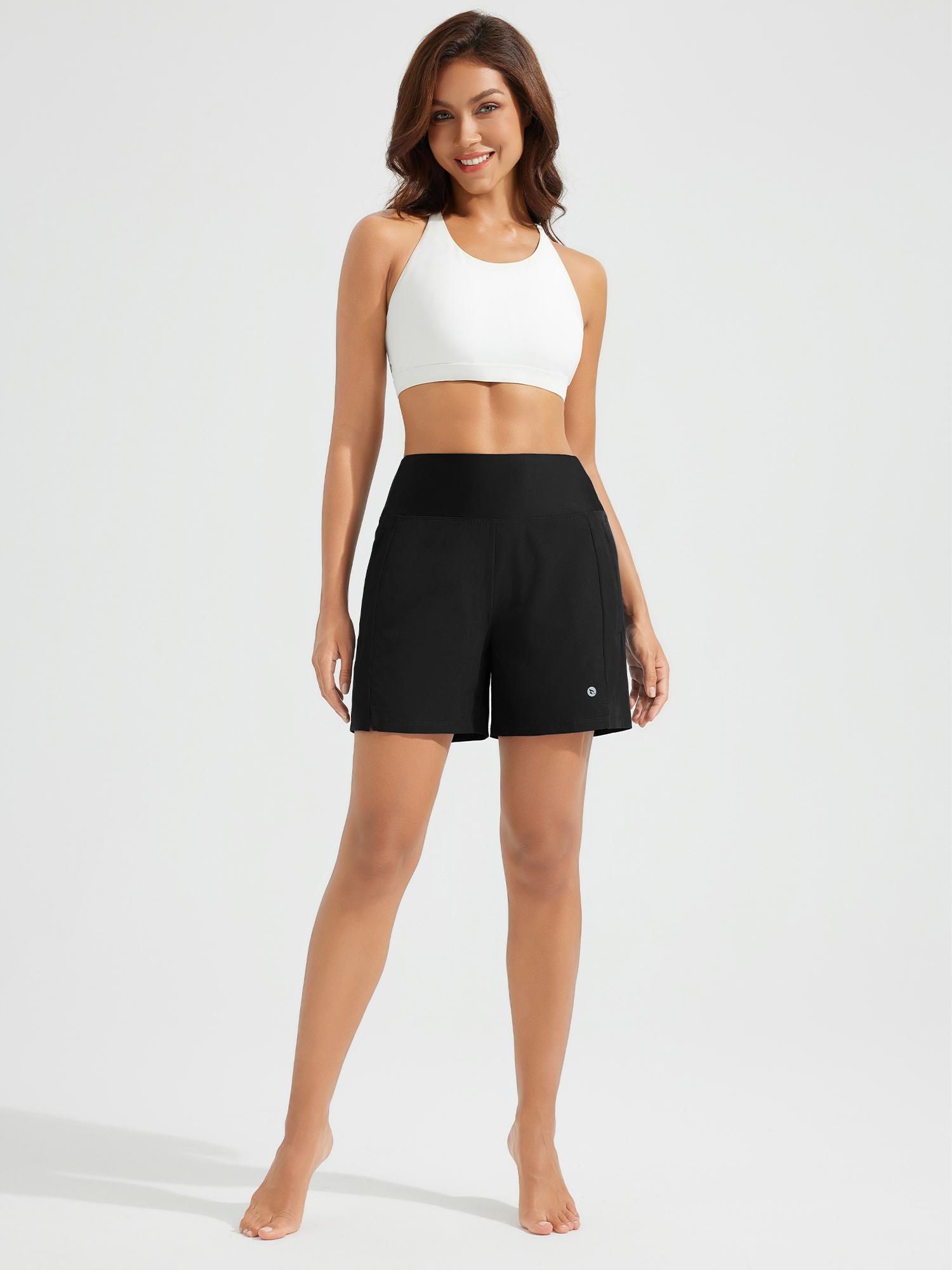 5" Zip Needle Woven Patchwork Elastic Waist Short Beach Shorts