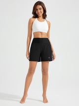 5" Zip Needle Woven Patchwork Elastic Waist Short Beach Shorts