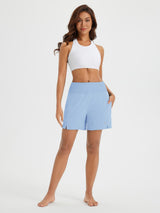 5" Zip Needle Woven Patchwork Elastic Waist Short Beach Shorts