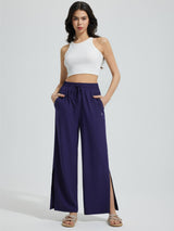 Wide-Leg Woven Elastic Waist Pants