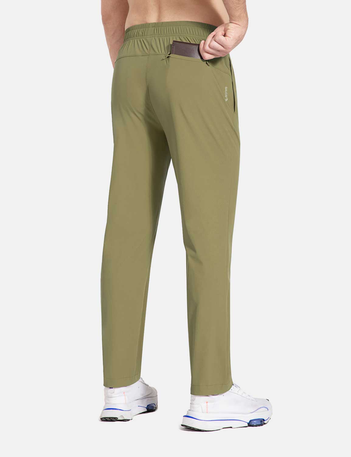 Baleaf Men's Flyleaf Quick- Dry Straight Pants dbd003 Burnt Olive Back